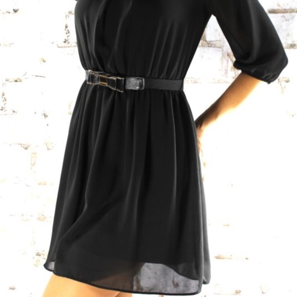 Black Chiffon Dress - Picture 3 of 5